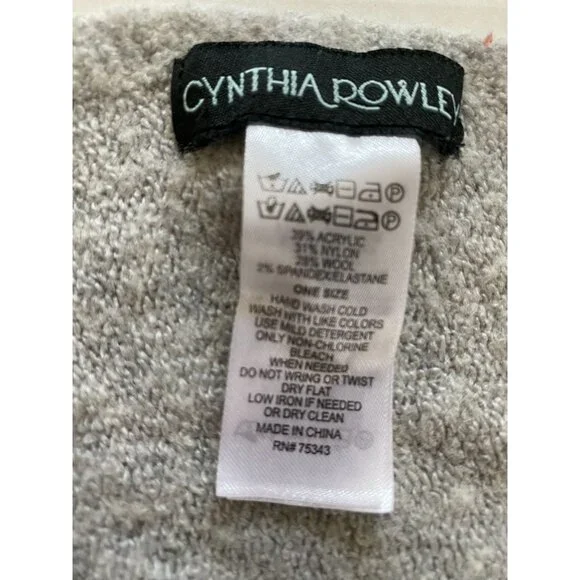 Cynthia Rowley Light Gray Acrylic Blend Wrap Scarf One Size Boho Fairy - Picture 4 of 6